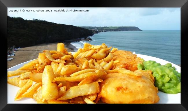 fish and chips by the sea Framed Print by Mark Chesters