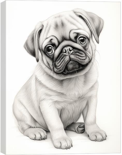 Pencil Drawing Pug Puppy Canvas Print by Steve Smith