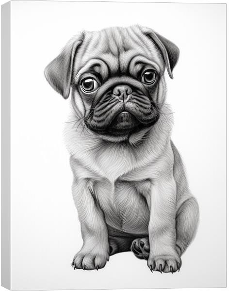 Pencil Drawing Pug Puppy Canvas Print by Steve Smith