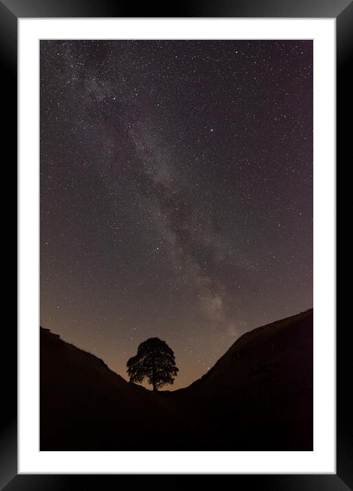 Milkyway over the sycamore Gap Framed Mounted Print by Kevin Winter