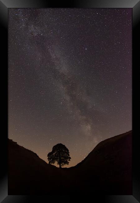 Milkyway over the sycamore Gap Framed Print by Kevin Winter