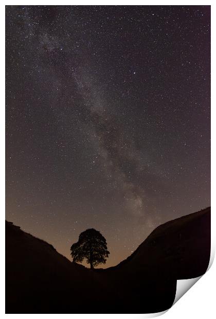 Milkyway over the sycamore Gap Print by Kevin Winter