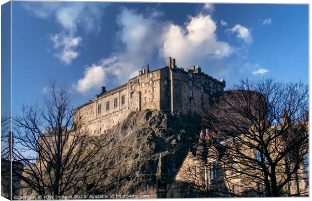 Edinburgh Castle from Grassmarket Canvas Print by RJW Images