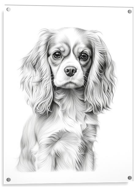 Pencil Drawing King Charles Spaniel Acrylic by Steve Smith