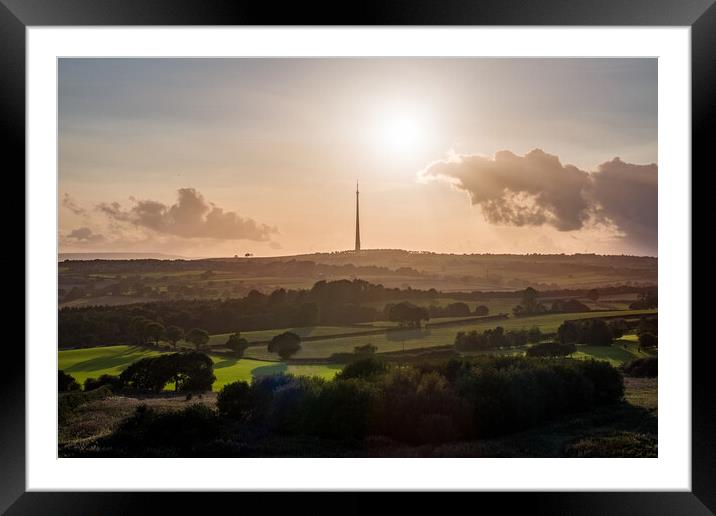 Emley Moor Mast Silhouette Framed Mounted Print by Apollo Aerial Photography