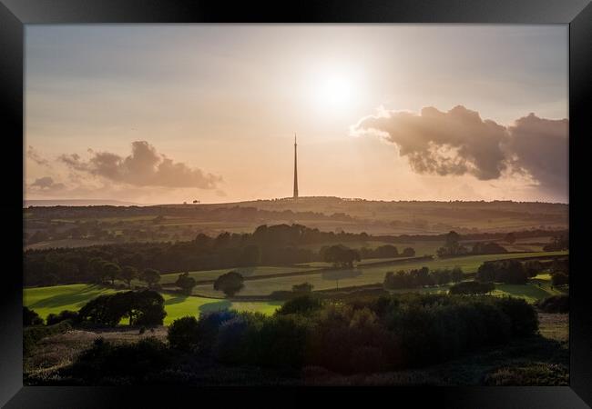 Emley Moor Mast Silhouette Framed Print by Apollo Aerial Photography