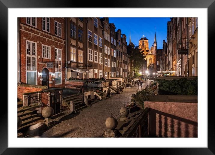 Mariacka Street By Night In Gdansk Framed Mounted Print by Artur Bogacki