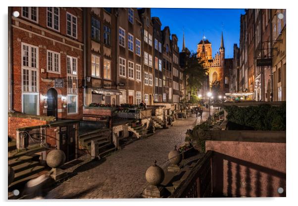 Mariacka Street By Night In Gdansk Acrylic by Artur Bogacki