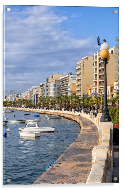 Sliema Town Seaside Waterfront In Malta Acrylic by Artur Bogacki