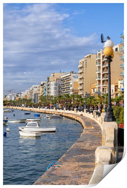 Sliema Town Seaside Waterfront In Malta Print by Artur Bogacki
