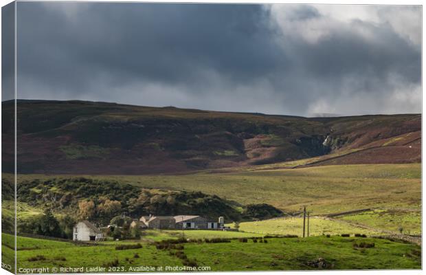 Spotlight on Cronkley and Hill End Farms, Teesdale Canvas Print by Richard Laidler