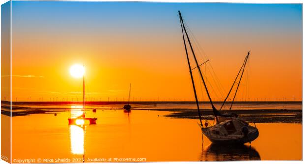 Stranded in the Shallows at Sunset Canvas Print by Mike Shields