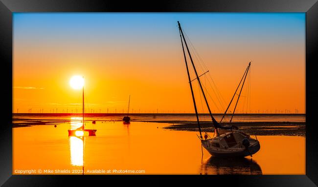 Stranded in the Shallows at Sunset Framed Print by Mike Shields