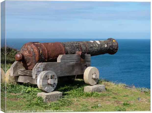Cannon at eperquerie common Canvas Print by Hazel Wright