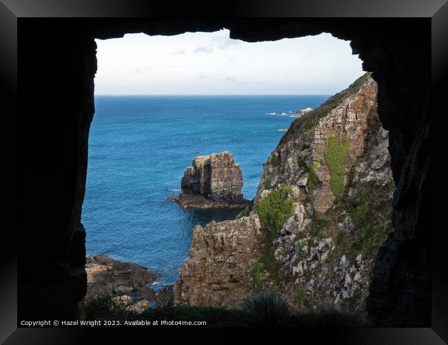 The window in the rock, Sark Framed Print by Hazel Wright