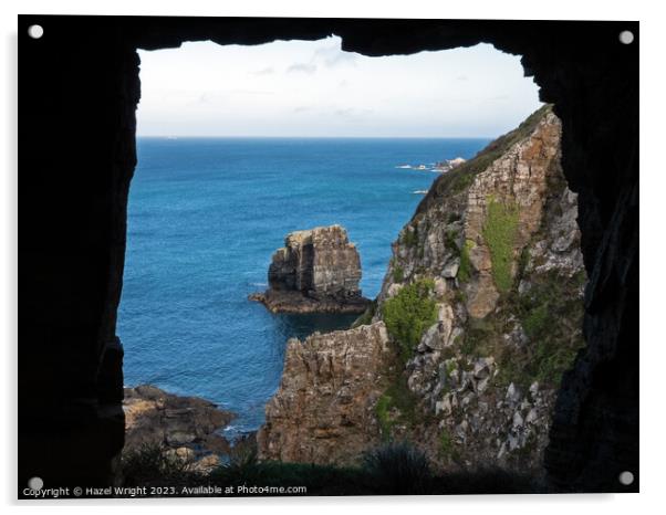 The window in the rock, Sark Acrylic by Hazel Wright