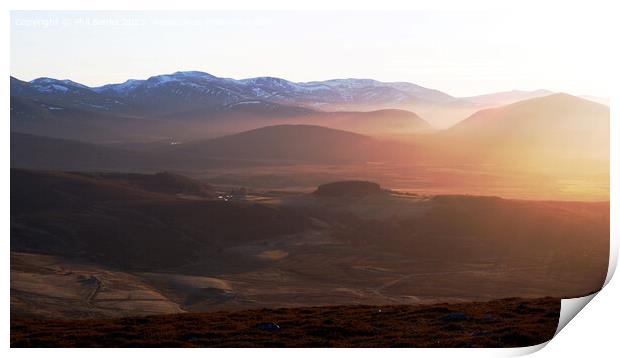 Cairngorms and the Pass of Ryvoan - Evening Shadows Print by Phil Banks