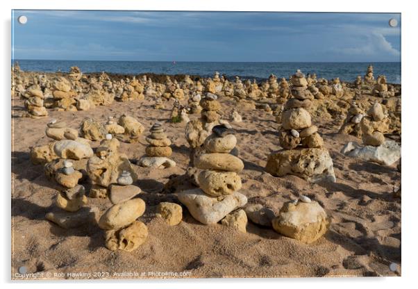 Oura beach stone stacks Acrylic by Rob Hawkins