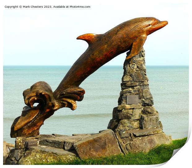 Leaping Dolphin Aberporth Print by Mark Chesters