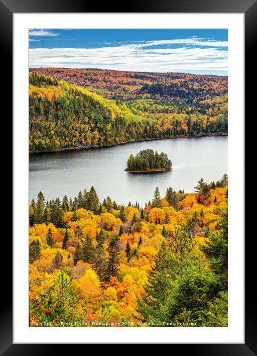 Autumn Forest Lake Landscape with a little Pine Island Framed Mounted Print by Pierre Leclerc Photography