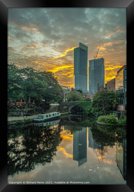 Castlefield Basin Sunrise Framed Print by Richard Perks