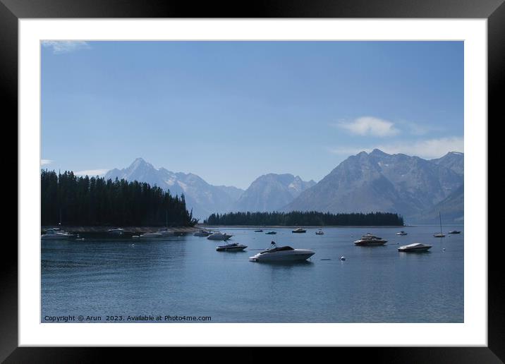 Marina and beach at Yellowstone national park in Wyoming USA Framed Mounted Print by Arun 
