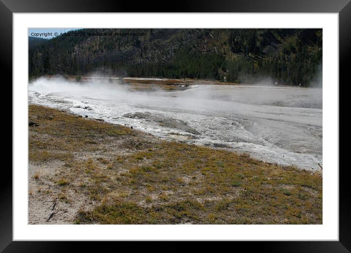 Geysers at Yellowstone national park in Wyoming USA Framed Mounted Print by Arun 