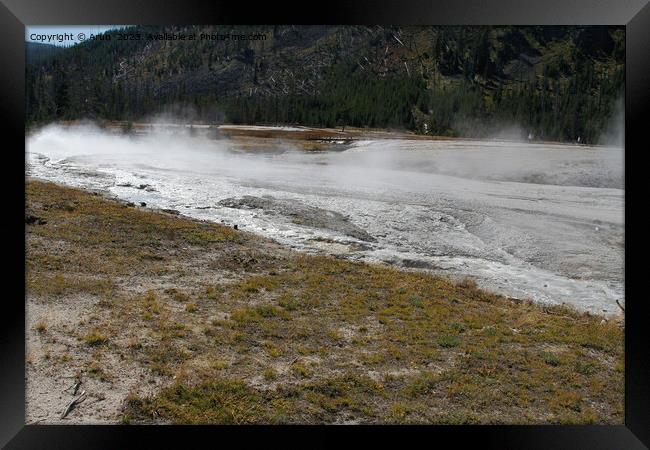 Geysers at Yellowstone national park in Wyoming USA Framed Print by Arun 