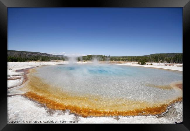 Sulfur Geysers at Yellowstone national park in Wyoming USA Framed Print by Arun 