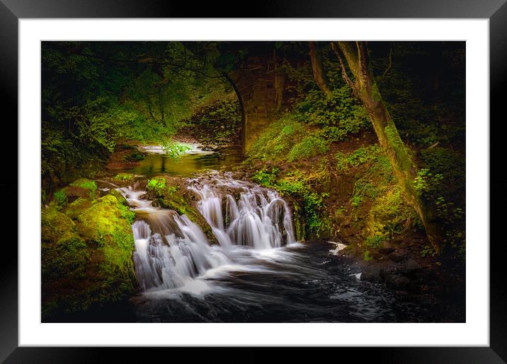 Arbirlot Waterfall near Arbroath Scotland. Framed Mounted Print by DAVID FRANCIS
