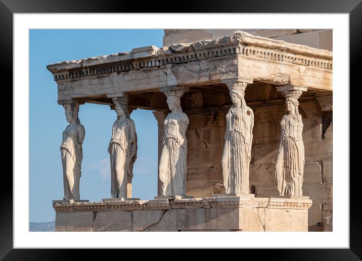 Caryatid porch of the Erechtheion temple in Acropolis of Athens Greece Framed Mounted Print by Mirko Kuzmanovic