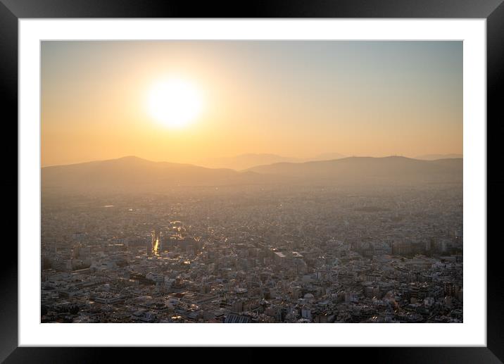 Aerial cityscape view of Athens capital of Greece Framed Mounted Print by Mirko Kuzmanovic