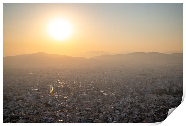 Aerial cityscape view of Athens capital of Greece Print by Mirko Kuzmanovic