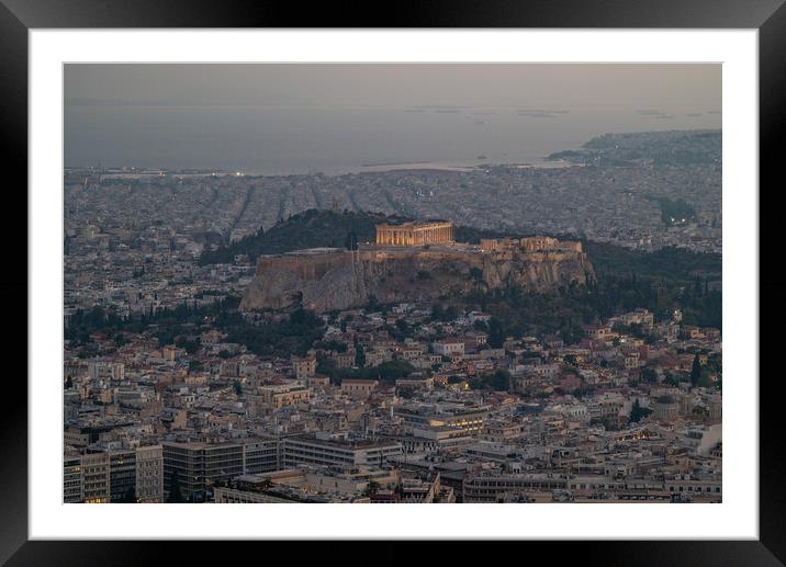 Ancient Acropolis and cityscape of Athens capital of Greece Framed Mounted Print by Mirko Kuzmanovic