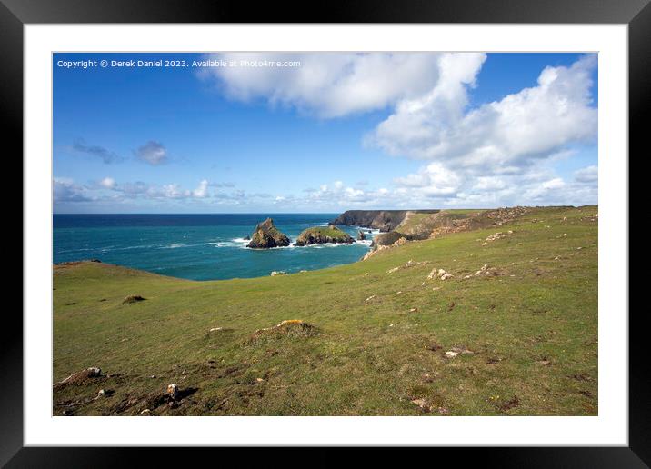 The coastline around Kynance Cove in Cornwall Framed Mounted Print by Derek Daniel
