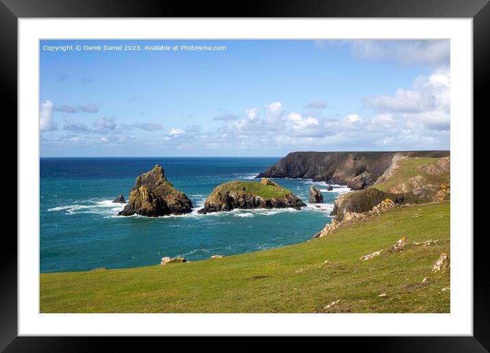 Approaching Kynance Cove along the cliff top Framed Mounted Print by Derek Daniel