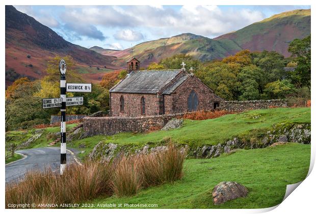 St James Church above Buttermere Print by AMANDA AINSLEY