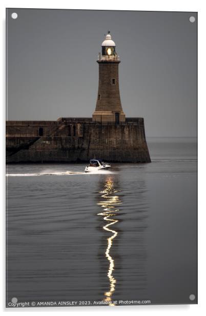 Tynemouth Lighthouse Reflections Acrylic by AMANDA AINSLEY