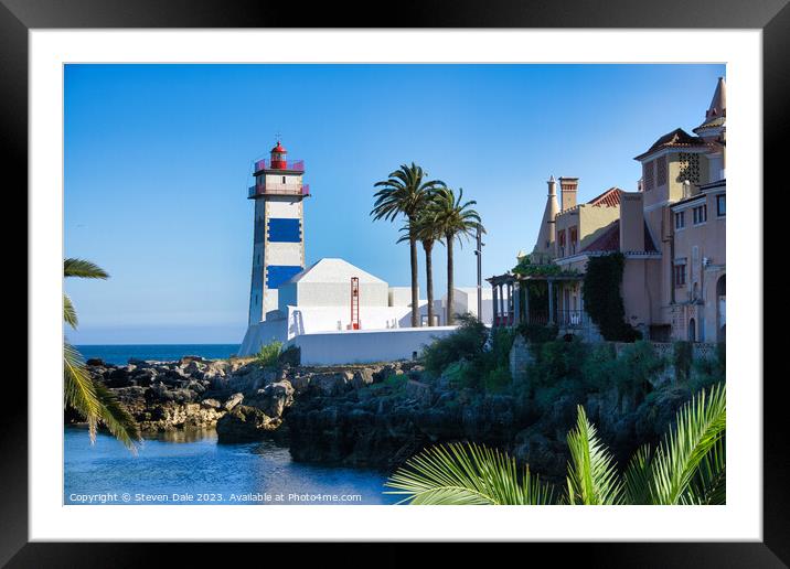 Charming Historic Portuguese Lighthouse Framed Mounted Print by Steven Dale