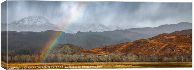 Snowy Rainbow at Loch Linnhe Canvas Print by AMANDA AINSLEY