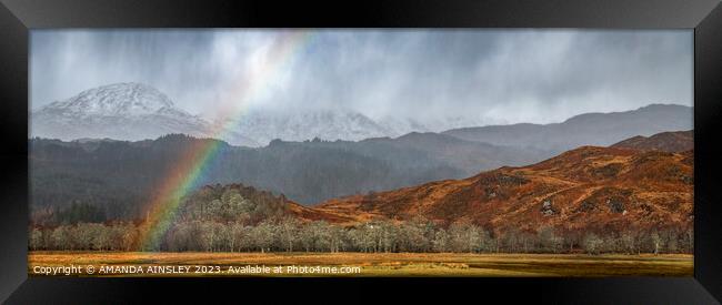 Snowy Rainbow at Loch Linnhe Framed Print by AMANDA AINSLEY