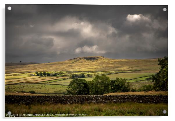 Moody Skies above Goldsborough in Teesdale Acrylic by AMANDA AINSLEY