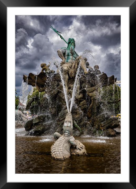 Neptune And Crocodile Fountain In Berlin Framed Mounted Print by Artur Bogacki