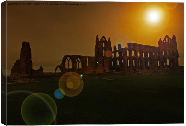 Whitby Abbey  at sunset (Digital Art) Canvas Print by John Wain