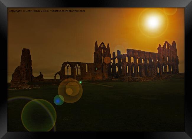 Whitby Abbey  at sunset (Digital Art) Framed Print by John Wain