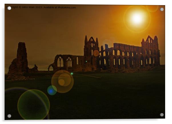 Whitby Abbey  at sunset (Digital Art) Acrylic by John Wain