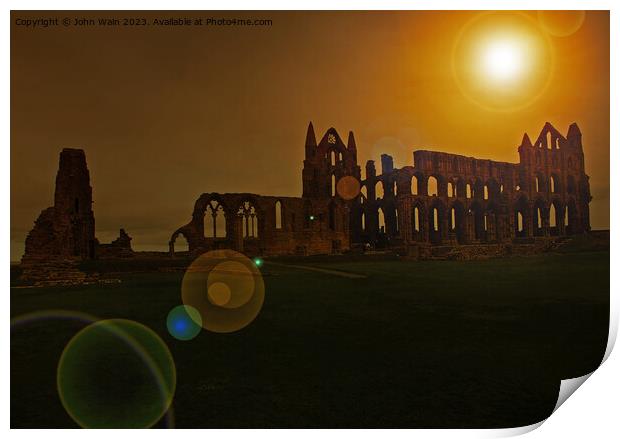 Whitby Abbey  at sunset (Digital Art) Print by John Wain