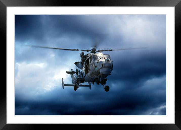 Royal Navy Wildcat Helicopter Framed Mounted Print by J Biggadike