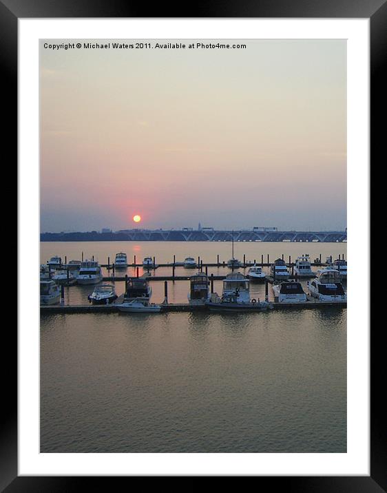 River Sunset Framed Mounted Print by Michael Waters Photography