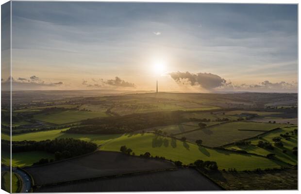 Sunset on Emley Moor Canvas Print by Apollo Aerial Photography